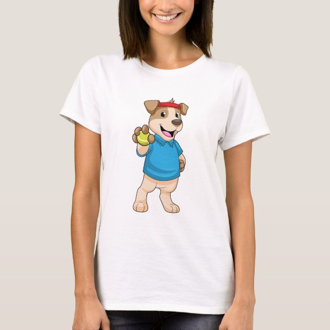 Tennis mit Tennisball spielen T-Shirt (Vorderseite)