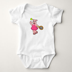 Tennis mit Tennisschläger Baby Strampler