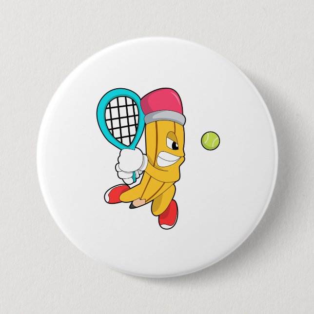Tennis mit Tennisschläger Button (Vorderseite)