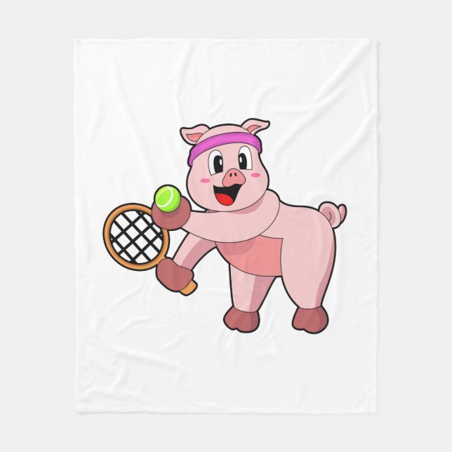 Tennis mit Tennisschläger Fleecedecke (Vorderseite)
