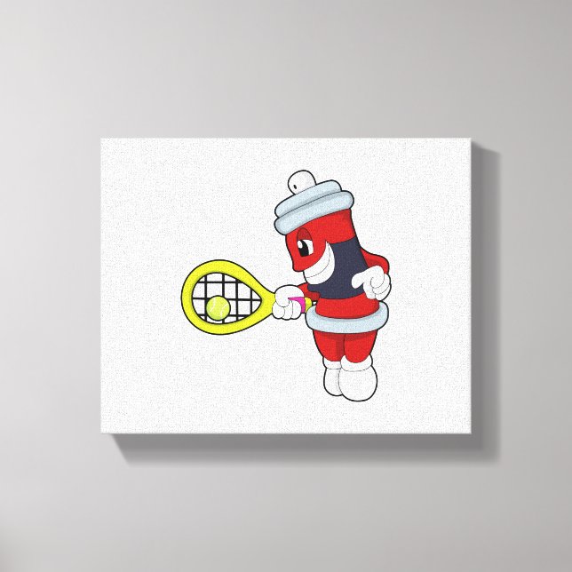 Tennis mit Tennisschläger Leinwanddruck (Vorderseite)