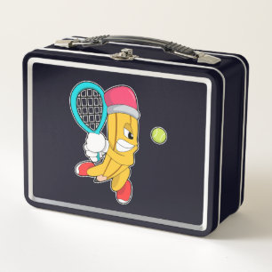 Tennis mit Tennisschläger Metall Brotdose