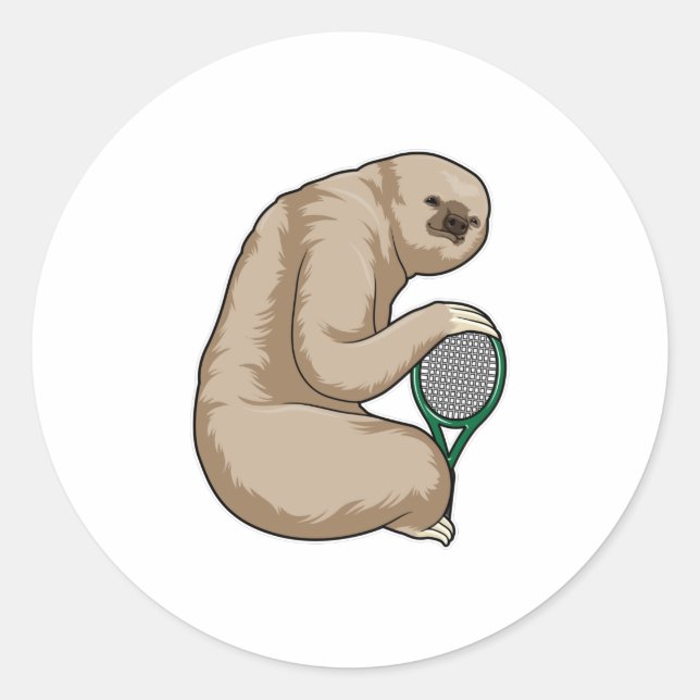 Tennis mit Tennisschläger Runder Aufkleber (Vorderseite)