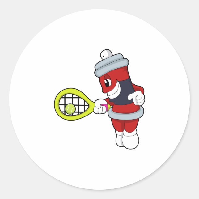 Tennis mit Tennisschläger Runder Aufkleber (Vorderseite)