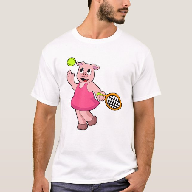 Tennis mit Tennisschläger T-Shirt (Vorderseite)