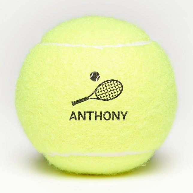 Tennis Monogram Name Einfach Personalisiert Tennisbälle (Vorderseite)