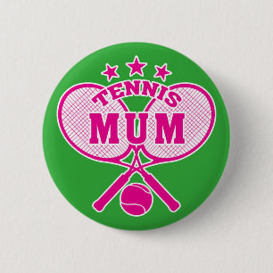 Tennis Mum, Crossed Tennis Rackets Button