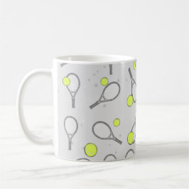 Tennis Nahtloses Muster - Racket und Ball auf Grau Kaffeetasse