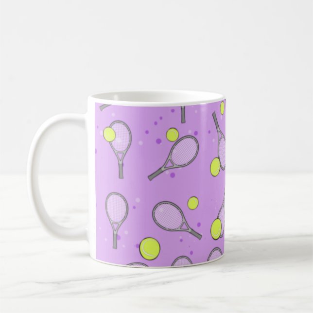 Tennis Nahtloses Muster - Racket und Ball Kaffeetasse (Links)