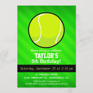 Tennis; Neon Green Stripes Einladung