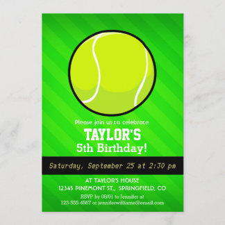 Tennis; Neon Green Stripes Einladung