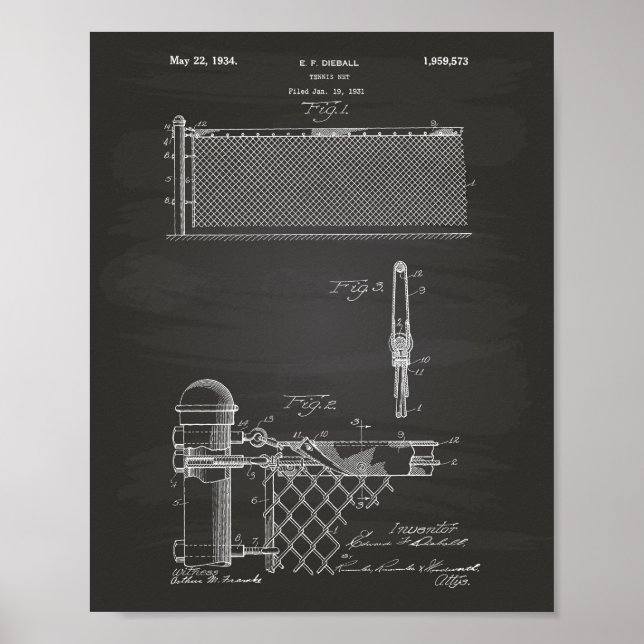 Tennis Net 1934 Kunstkhalkboard Poster (Vorne)
