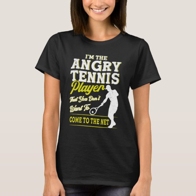 Tennis Net Ball Racquets Tennislehrer T-Shirt (Vorderseite)