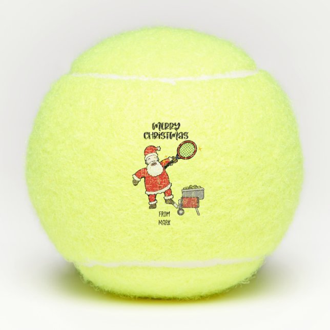 Tennis Noël Vacances avec balle et Père Noël drôle (Devant)
