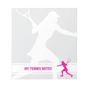 Tennis-Notizblock mit Silhouette einer weiblichen  Notizblock