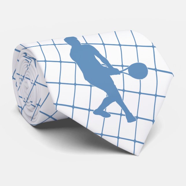 Tennis- oder Racquetball-Spieler auf Blue Karo Nec Krawatte (Gerollt)