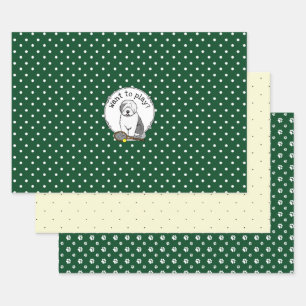 Tennis Old English Sheepdog (Grau 1) Hund Niedlich Geschenkpapier Set