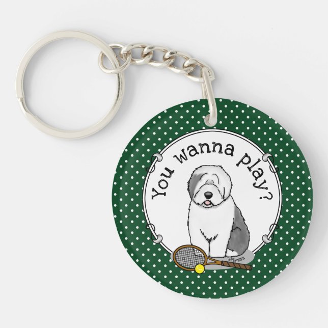 Tennis Old English Sheepdog (Gris 1) Chien mignonn (Devant)