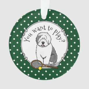 Tennis Old English Sheepdog (Gris 1) Chien mignonn