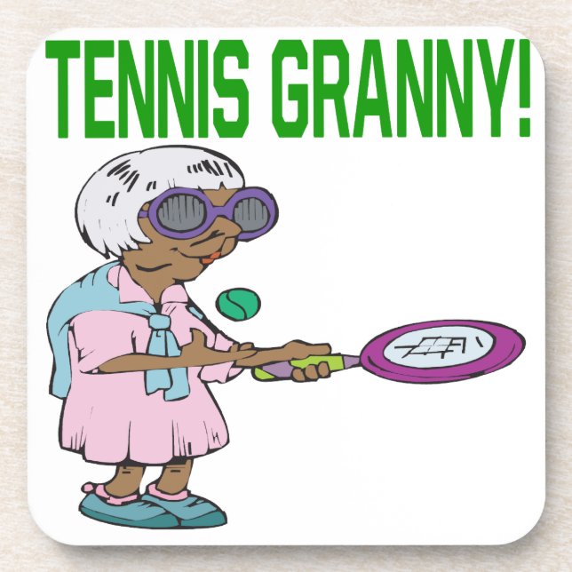 Tennis-Oma Getränkeuntersetzer (Vorderseite)