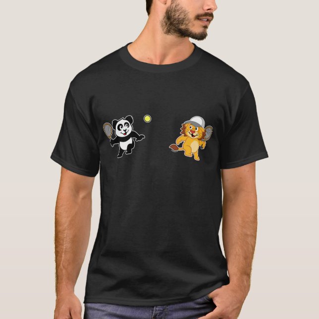 Tennis Panda & Lion T-Shirt (Vorderseite)
