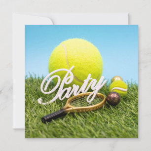 Tennis-Party Einladung-Schläger und Tennisball Karte