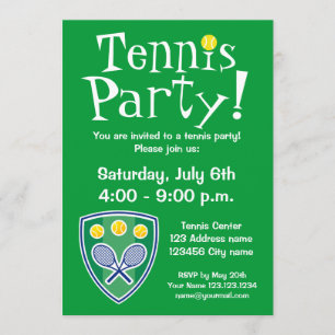 Tennis-Party Einladungen für Geburtstag oder