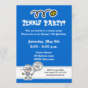 Tennis-Party Einladungen zum Geburtstag eines Jung