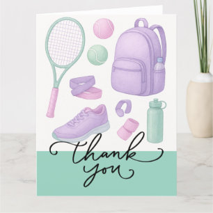 Tennis pastellfarbene Aquarellfarbe Faltschachtel Dankeskarte