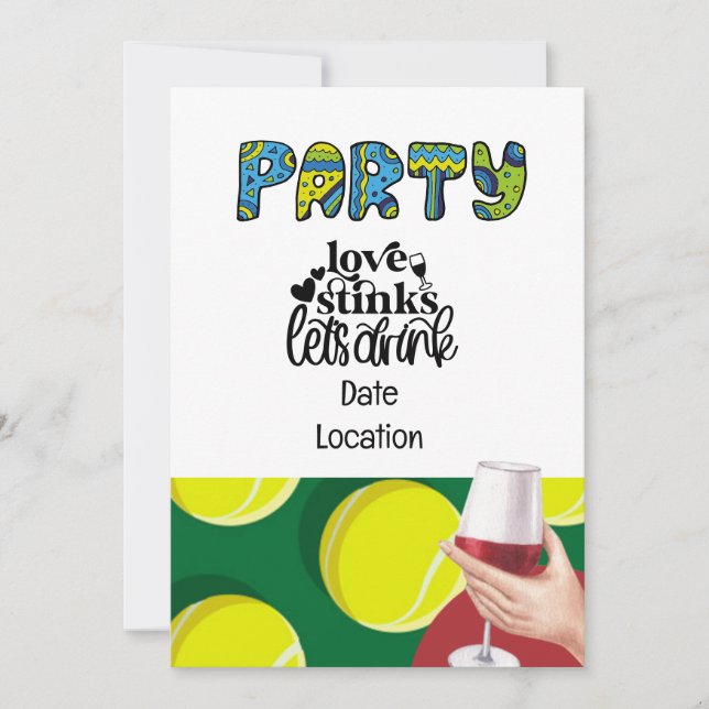 Tennis Payer Valentine's Day Einladung (Vorderseite)