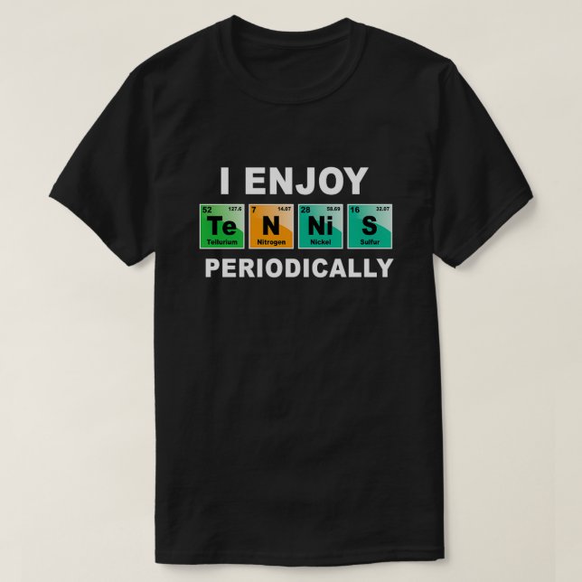 Tennis Periodischer Tisch der Elemente Einzigartig T-Shirt (Design vorne)
