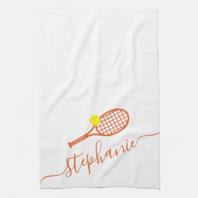 Tennis Personalisiert Clay Court Skriptname Geschirrtuch (Vertikal)
