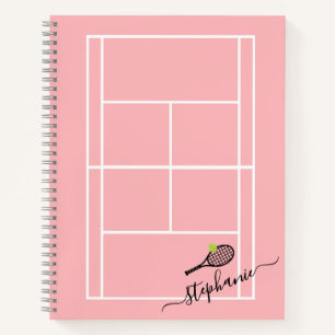 Tennis Personalisiert Girly Script Monogram Notizbuch