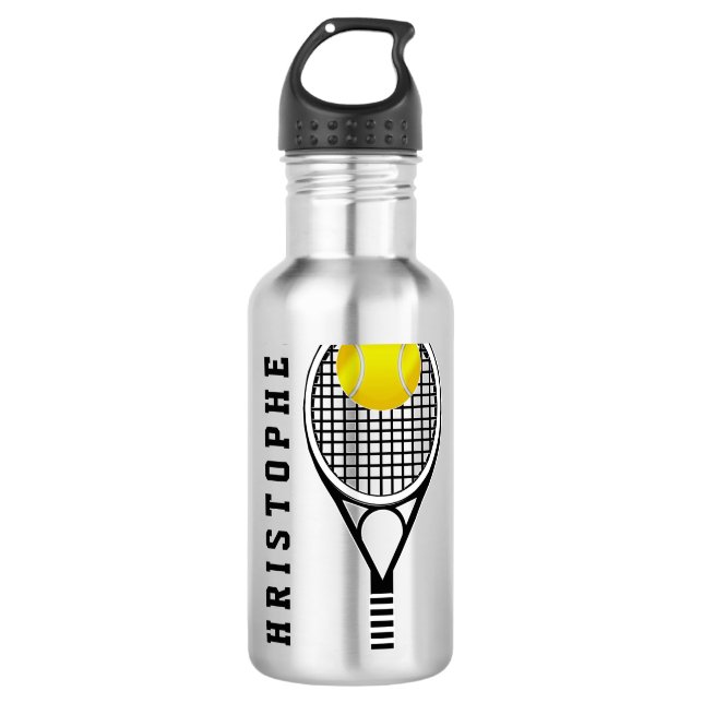 Tennis Personalisiert Name oder Monogramm Trinkflasche (Vorderseite)