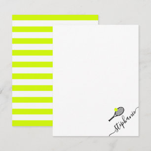 Tennis Personalisiert Name Script Monogram Mitteilungskarte