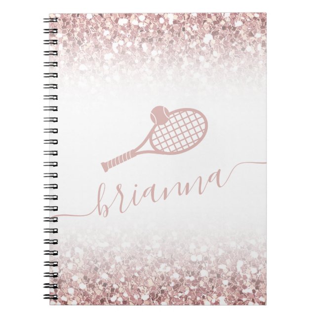 Tennis Personalisiert Pink Girly Glitzer Notizblock (Vorderseite)