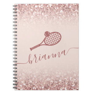 Tennis Personalisiert Pink Girly Sparkle Notebook Notizblock