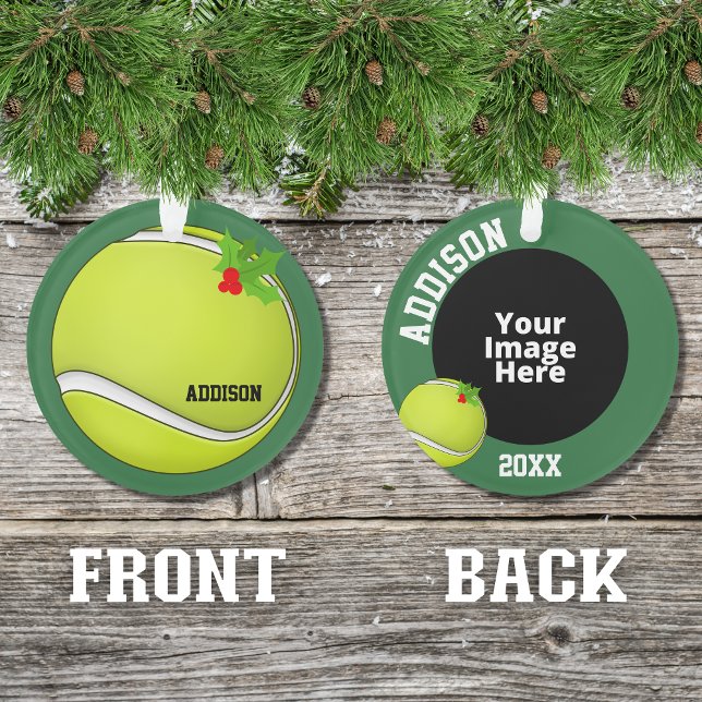 Tennis Photo personnalisée Noël (A cute ornament for the tennis player in your life insert your own picture to personalized it.)