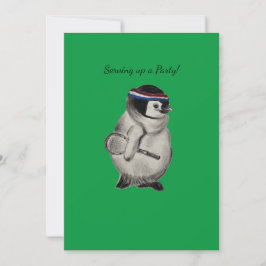 Tennis Pinguin mit Racket-Party Einladung