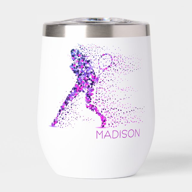 Tennis Pink Pixels Personalisierter Name (Vorderseite)