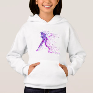 Tennis Pink Pixels Personalisierter Name Hoodie