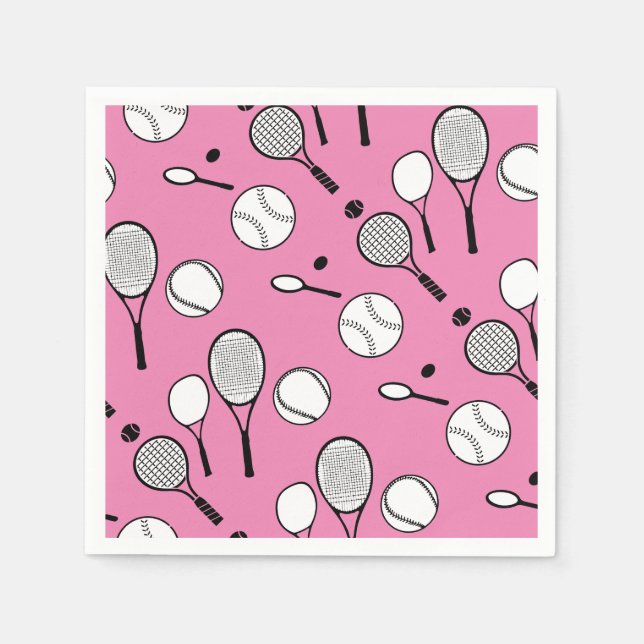 Tennis pinkfarbenes Schwarz Serviette (Vorderseite)