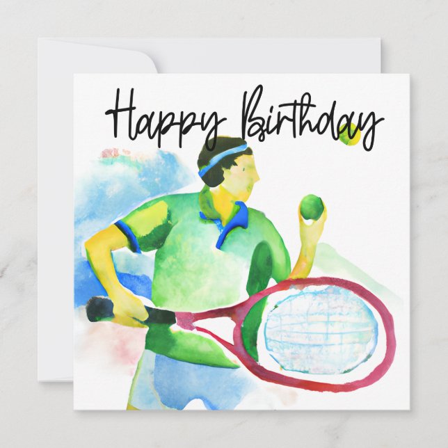 Tennis Player Aquarell Karte (Vorderseite)
