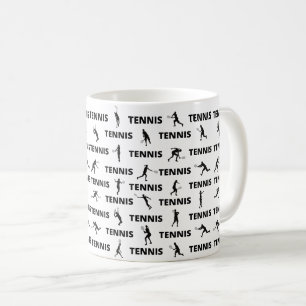Tennis Player Coach Schwarze Silhouetten Muster Kaffeetasse