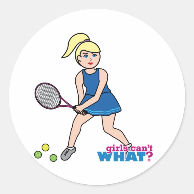 Tennis Player Girl - Light/Blonde Runder Aufkleber (Vorderseite)
