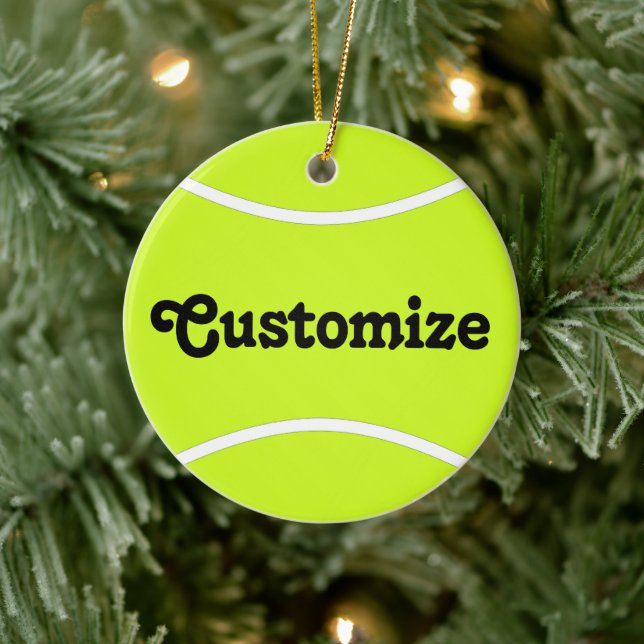 Tennis Player Individuelle Name/Text Weihnachtsdek Keramik Ornament (Baum)