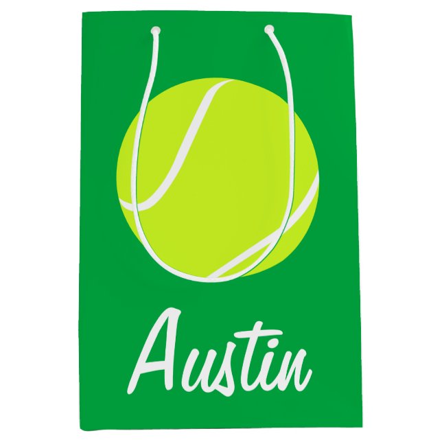 Tennis Player oder Coach Custom Text Team Party Mittlere Geschenktüte (Vorderseite)