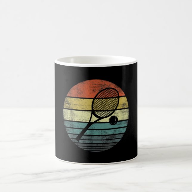 Tennis Player Retro Sonnenuntergang Racquet & Ball Kaffeetasse (Mittel)