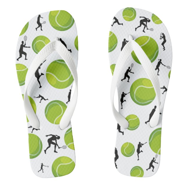 Tennis Player Silhouette Green Tennis Ball Muster Flip Flops (Fußbett)