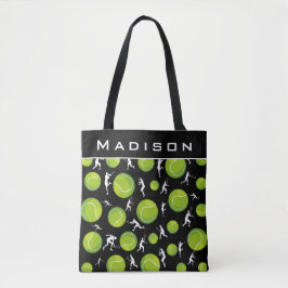 Tennis Player Silhouette Muster Coach Name hinzufü Tasche
